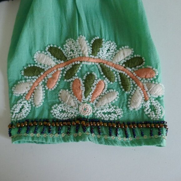 British India embroidered beaded tunic top jade green size 7 - Picture 6 of 9